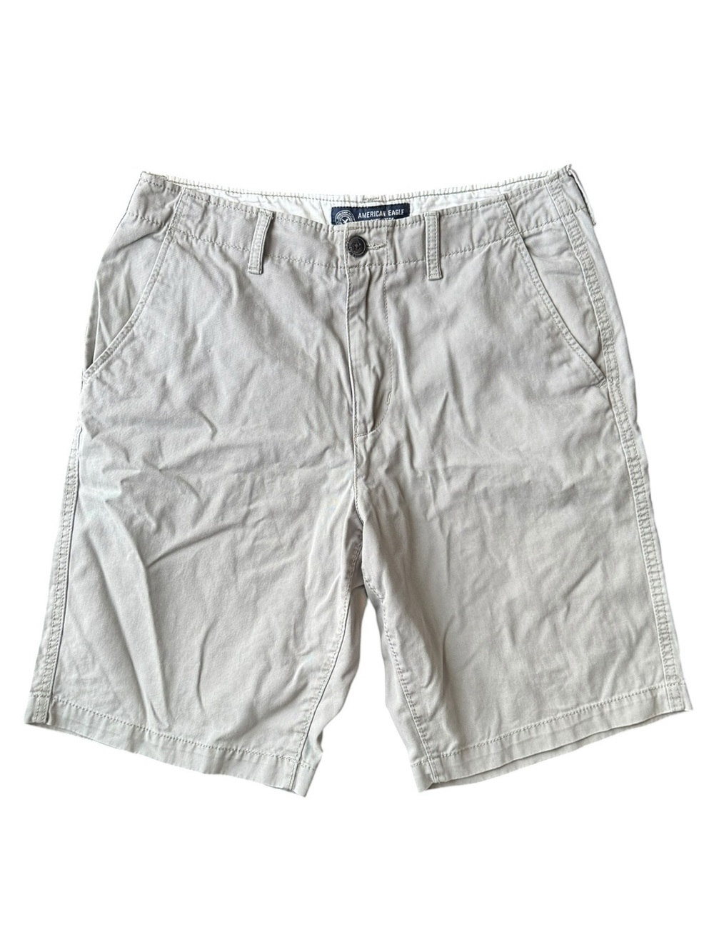 American Eagle Outfitters Light Grey Black Men’s Flat Front Shorts Size 33